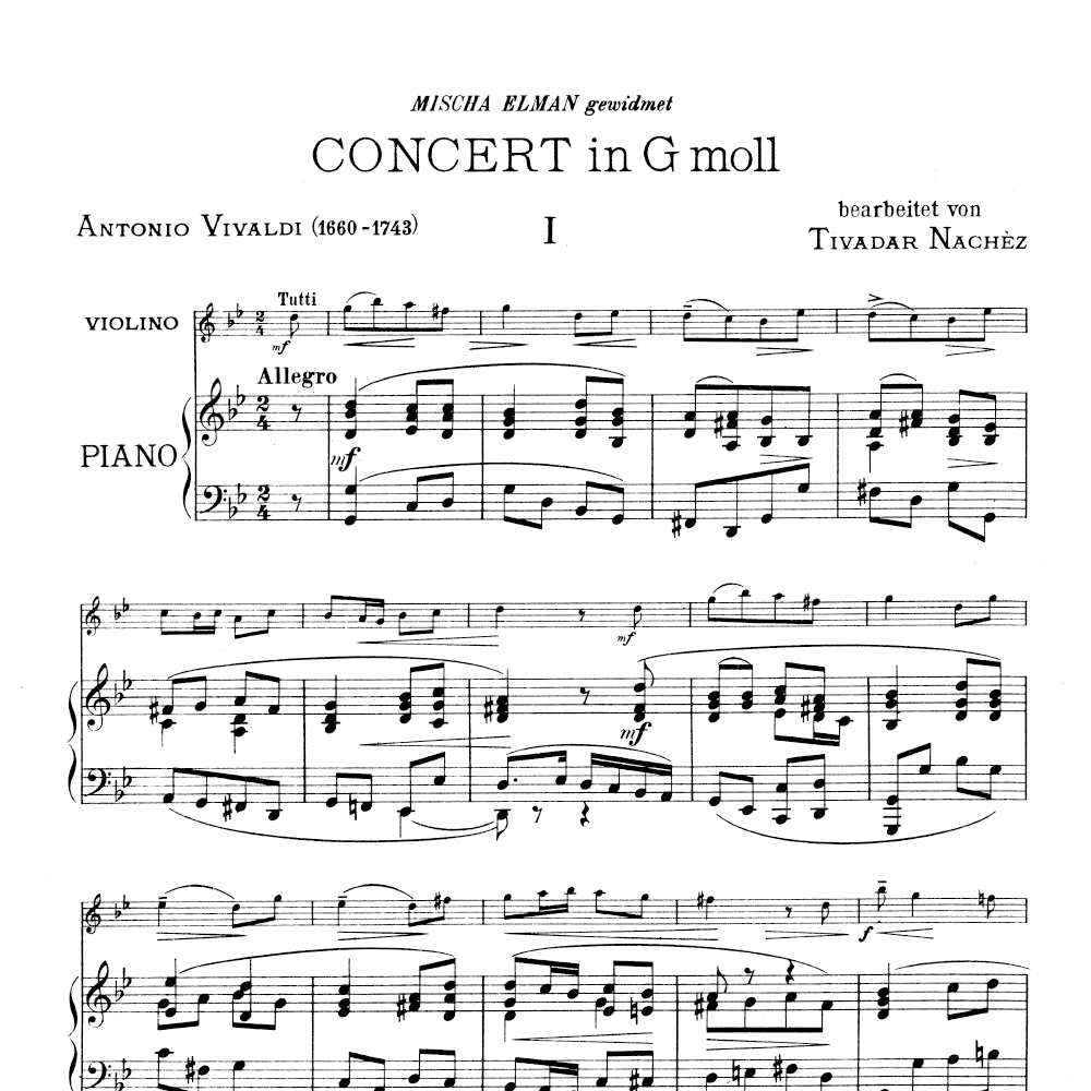 维瓦尔第 g小调协奏曲小提琴+钢琴伴奏(Tivadar Nachéz) Violin Concerto in G minor, RV 317